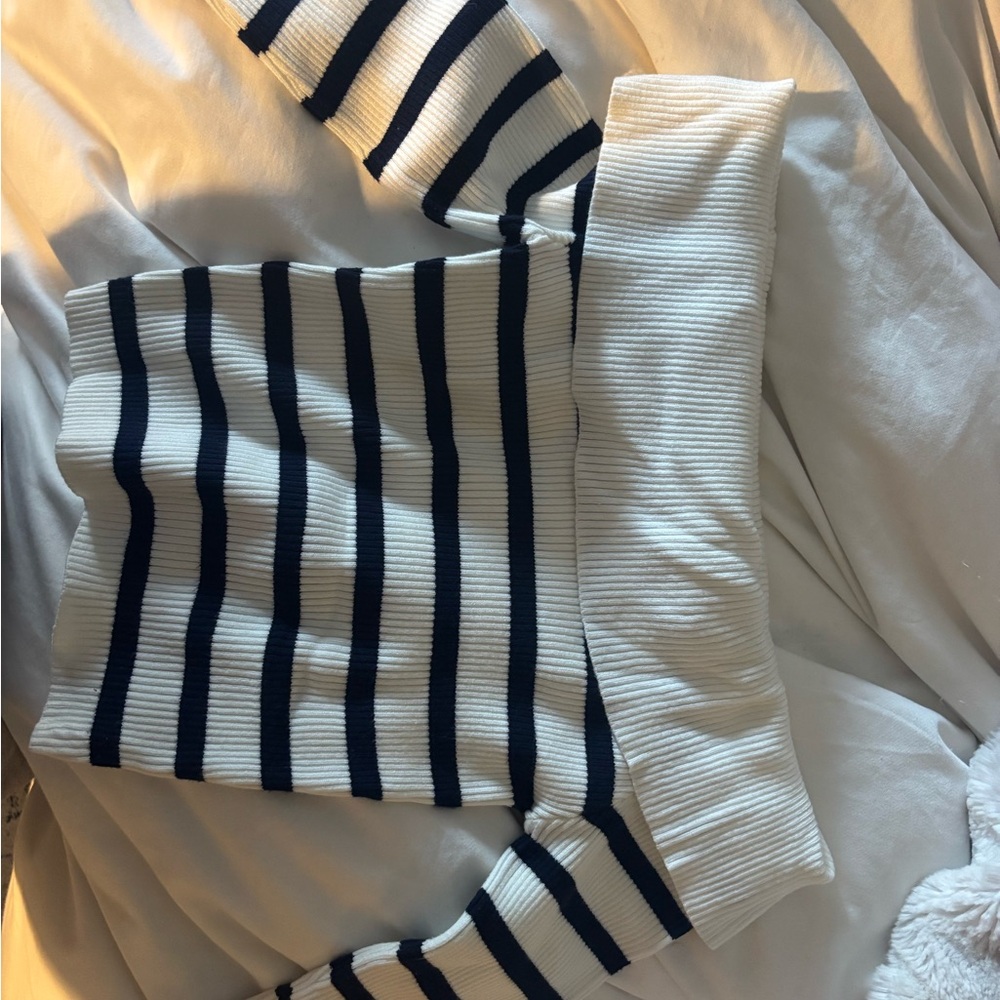 Edikted White and Black Striped Sweater